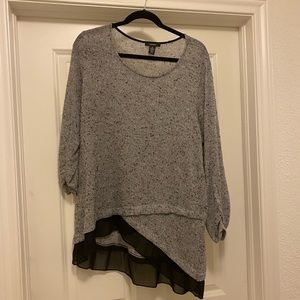 Alfani light gray tone sweater with sheer black trim